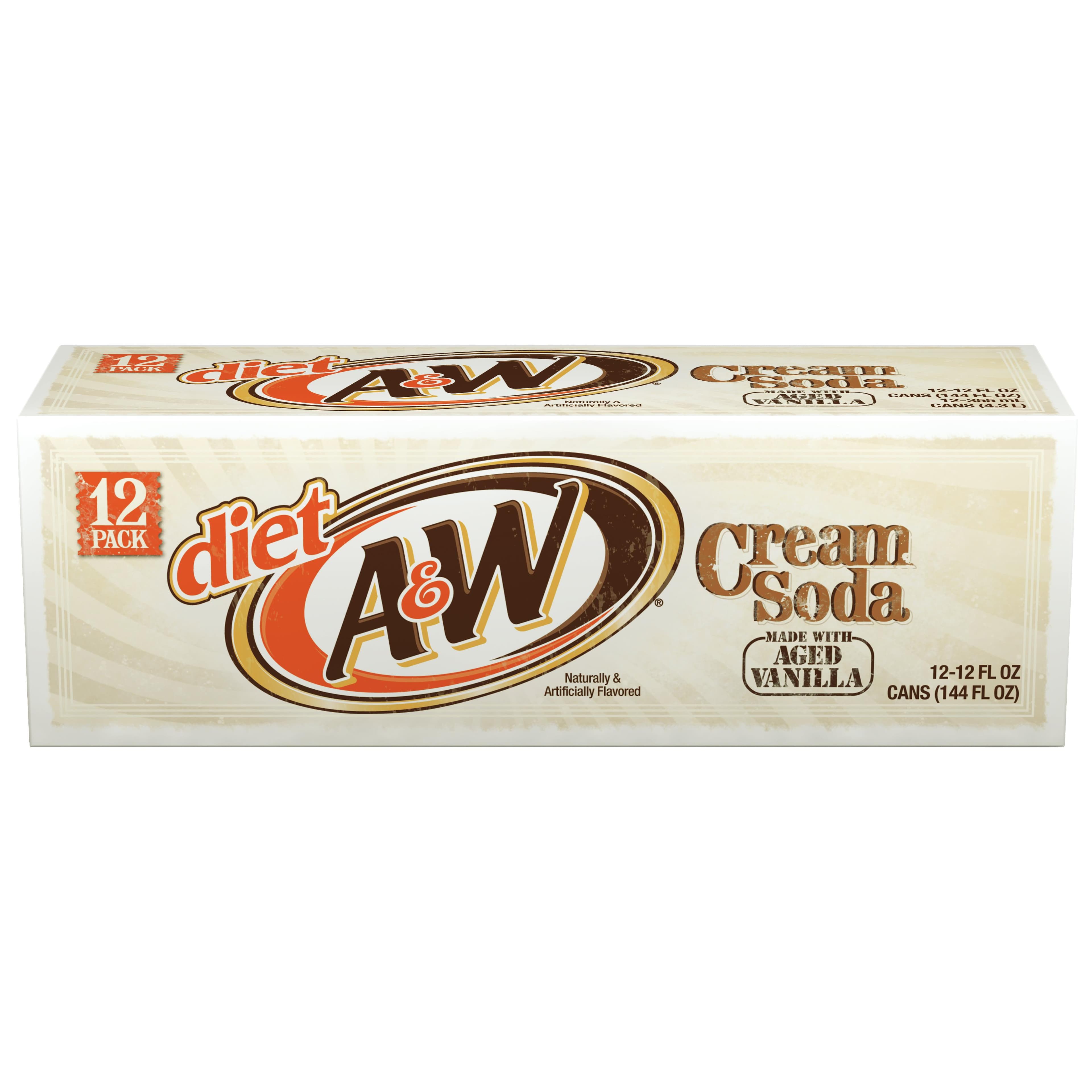 A&W Zero Sugar Cream-Soda 12 oz, 12ct