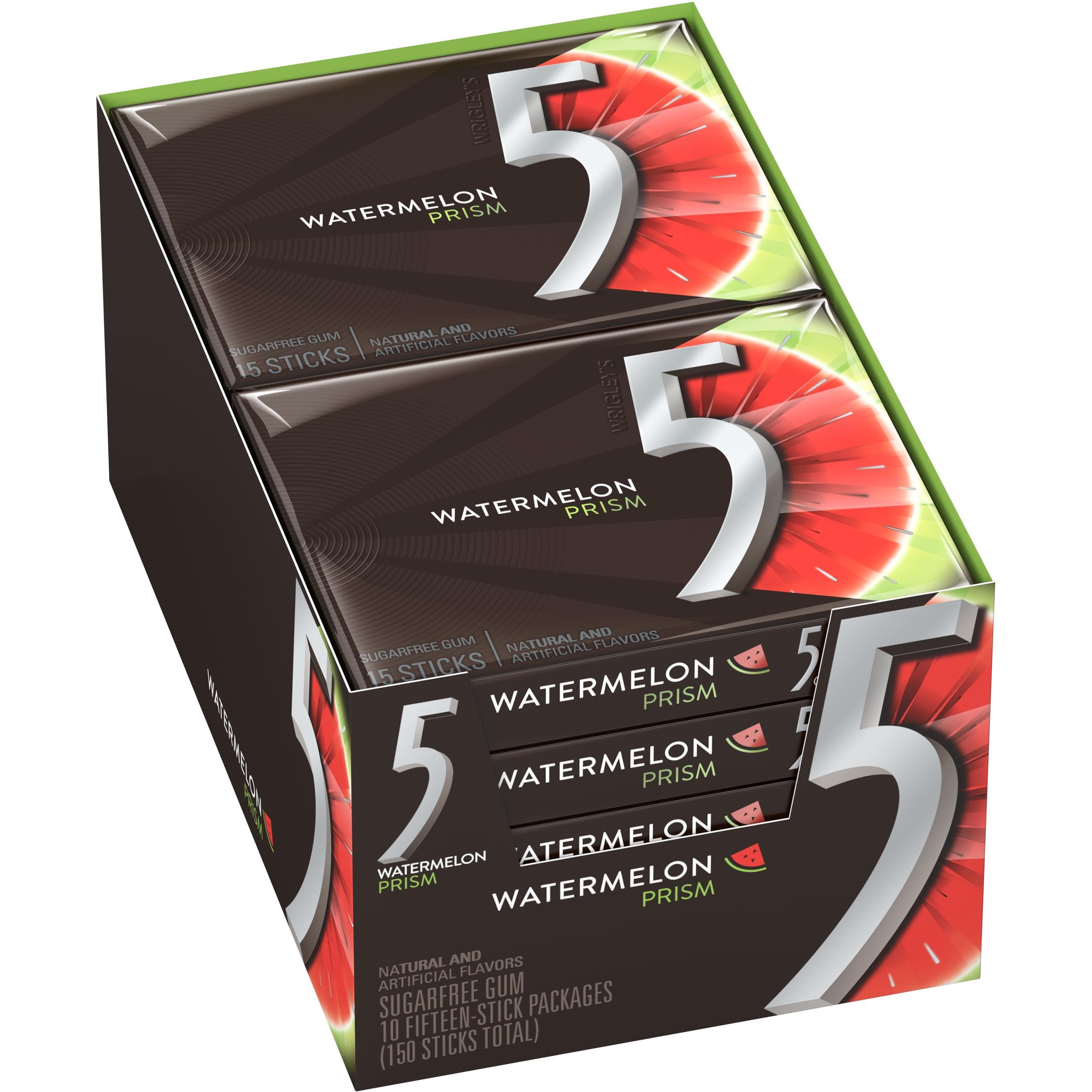 5 Gum Watermelon Prism Sugarfree Gum 10 Packs