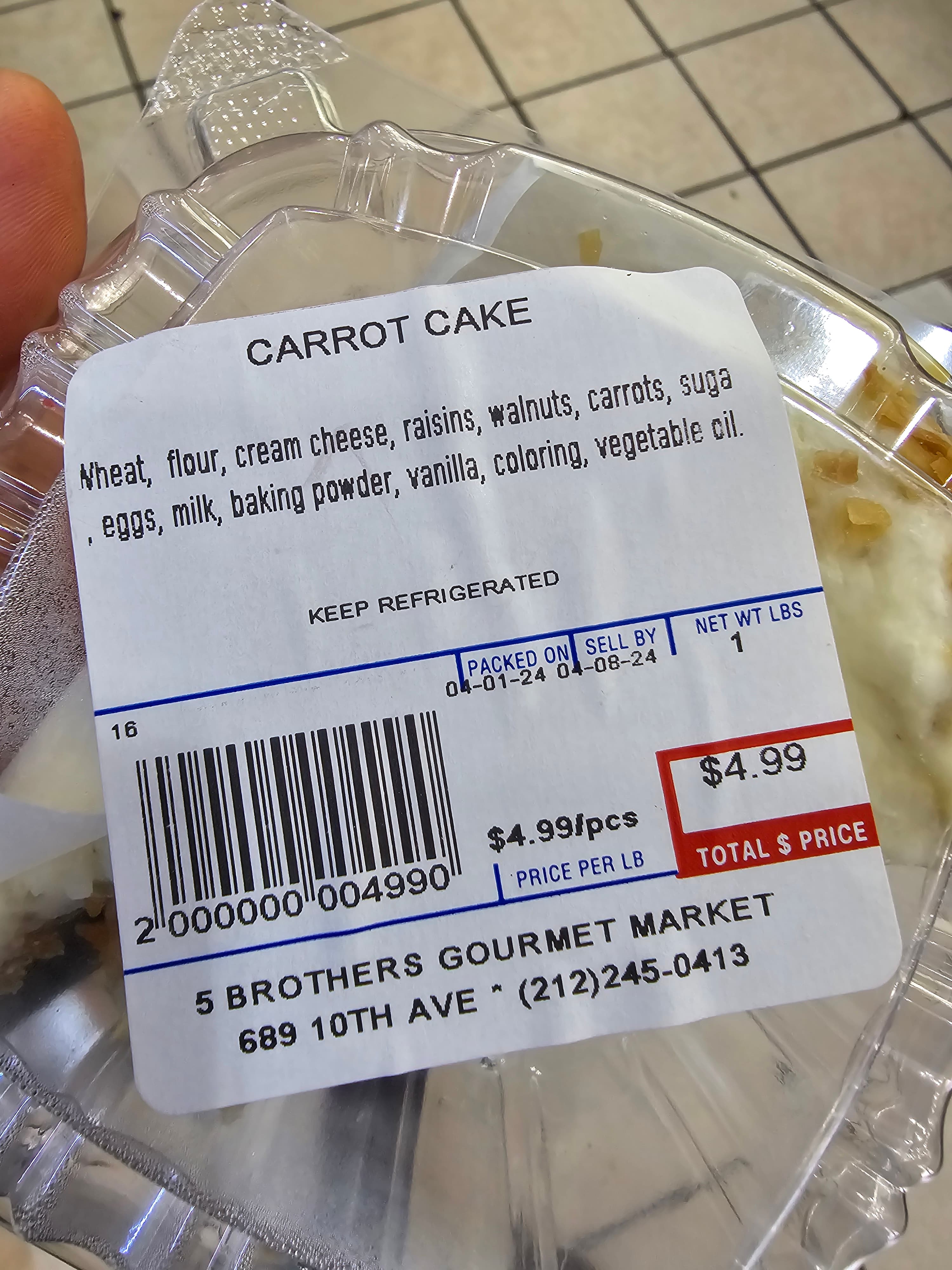 5Brothers Carrot Cake (Price Per Pound)